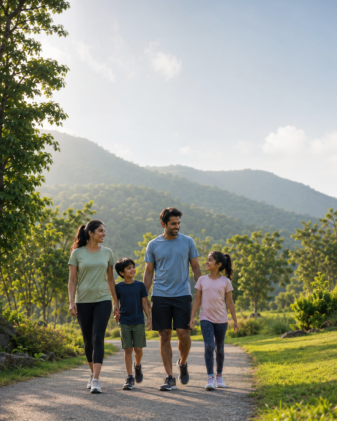 Family enjoying a nature-led setting