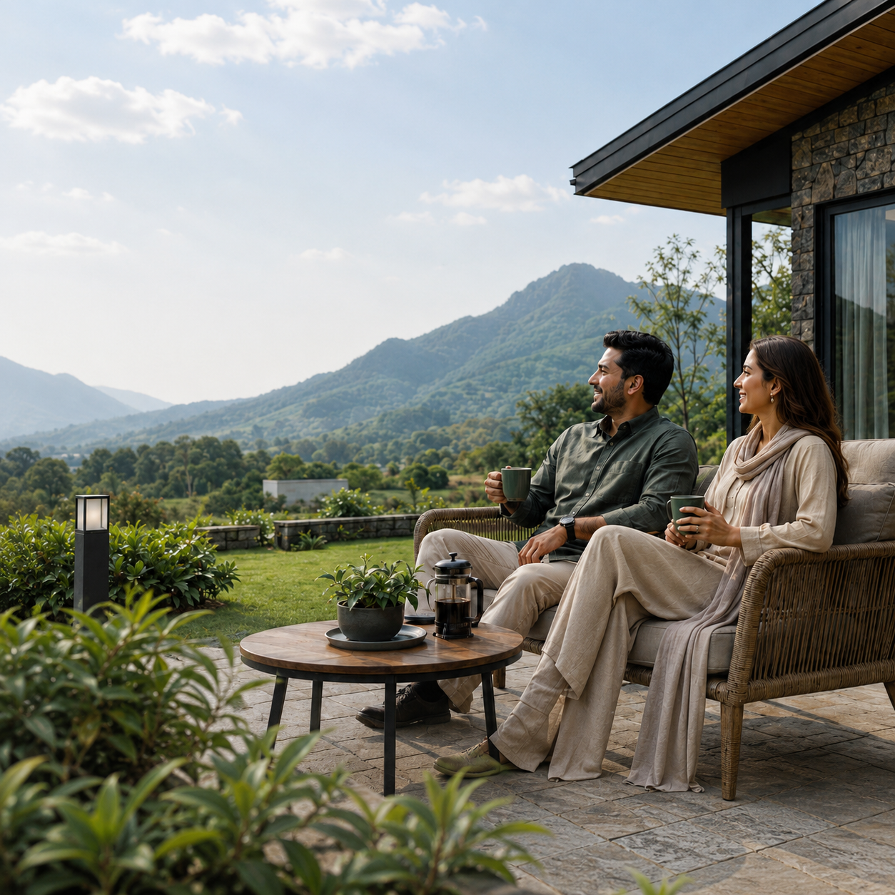 Couple enjoying a relaxed nature-led setting