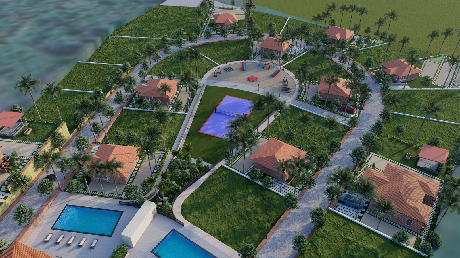 Project visualisation of selected plots beside the central garden
